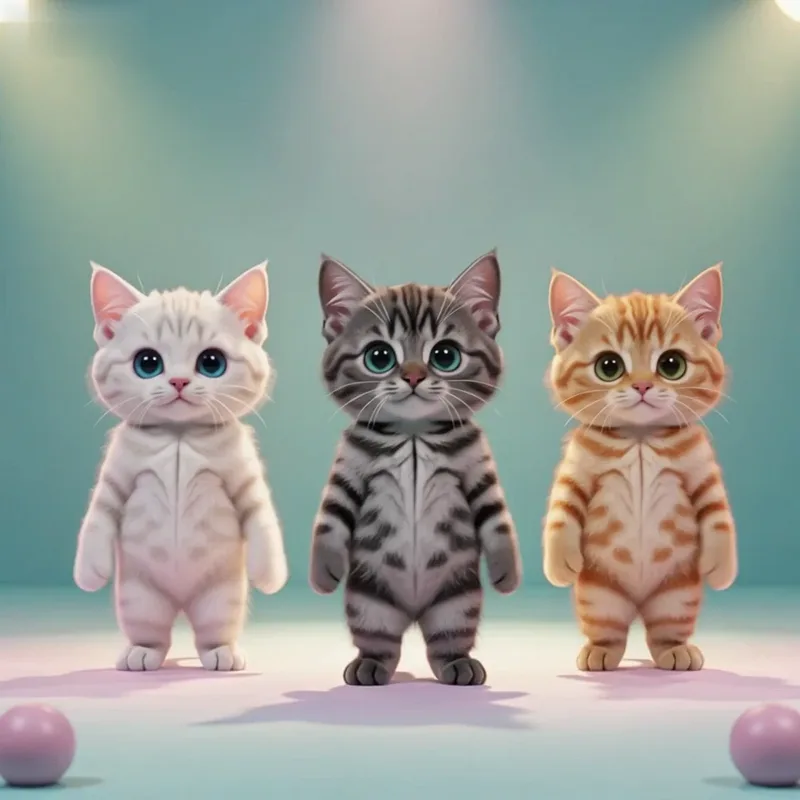 Three kittens K-pop dancing GIF